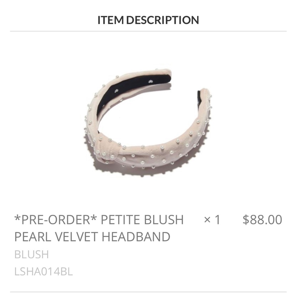 Lele Sadoughi Petite Blush Pearl Velvet Headband
